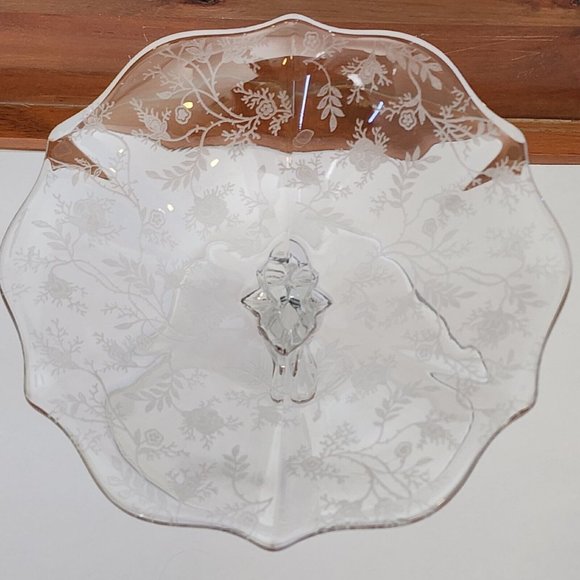 Fostoria Baroque Shirley Compote Pedestal Cheese Plate Stand Depression Glass - Picture 8 of 13